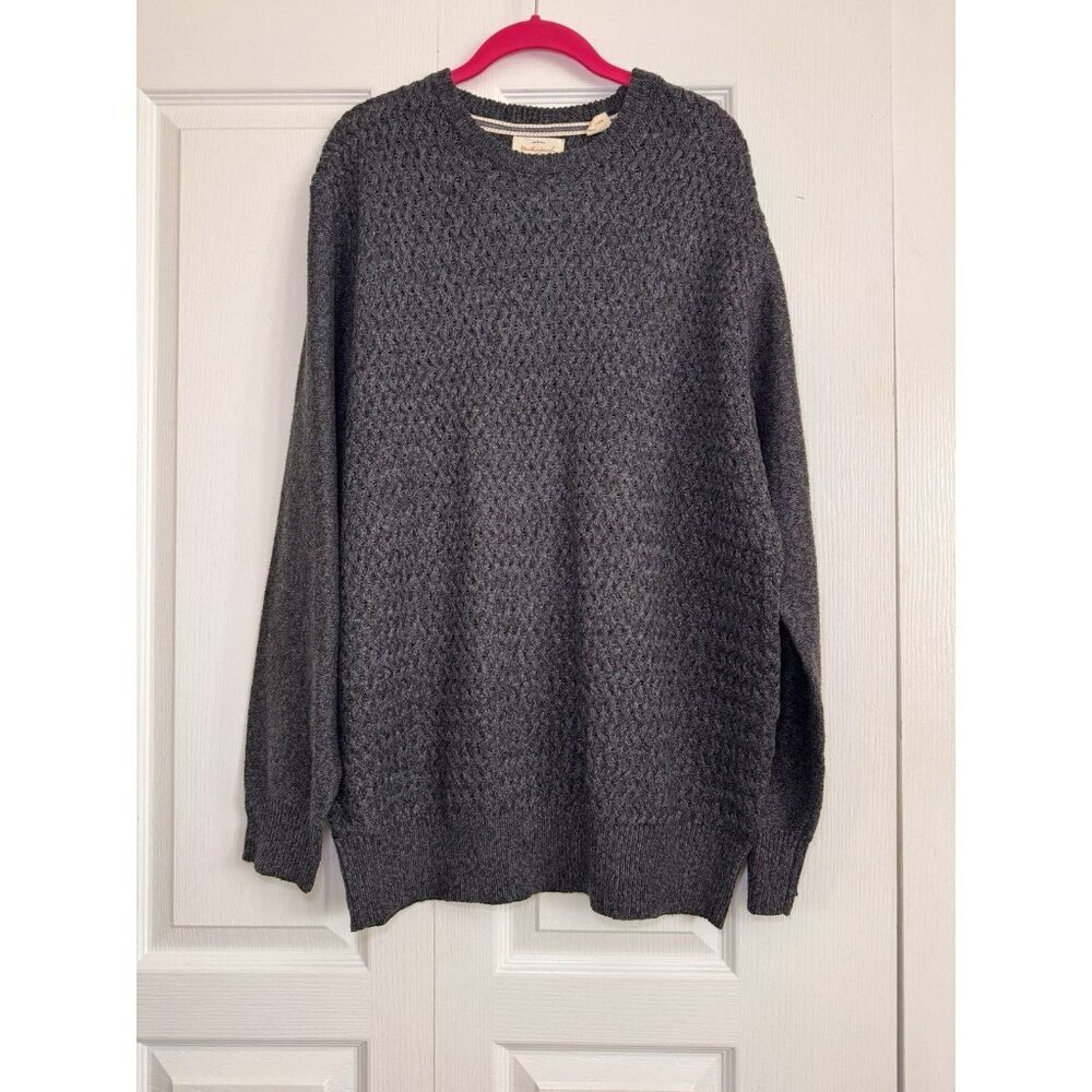 Weatherproof Vintage Mens XXL Charcoal Waffle Knit Sweater Crewneck Pullover